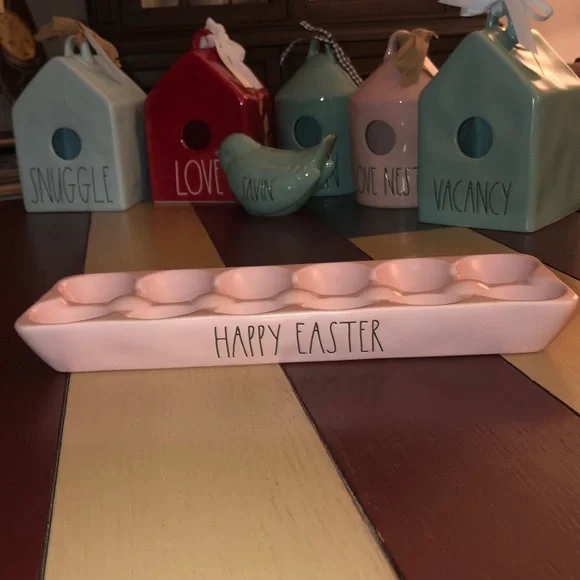 Rae Dunn HAPPY EASTER Egg Tray Pink