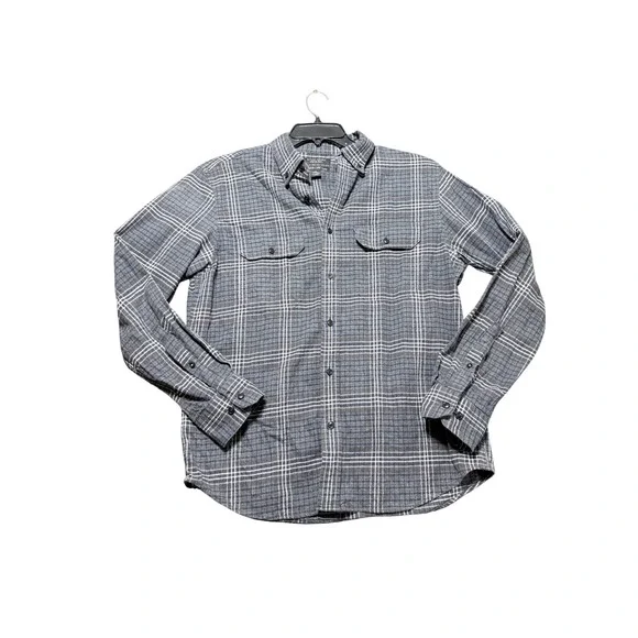 Banana Republic Button Down Shirt Mens M Grey Excellent Untucked Organic Cotton‎
