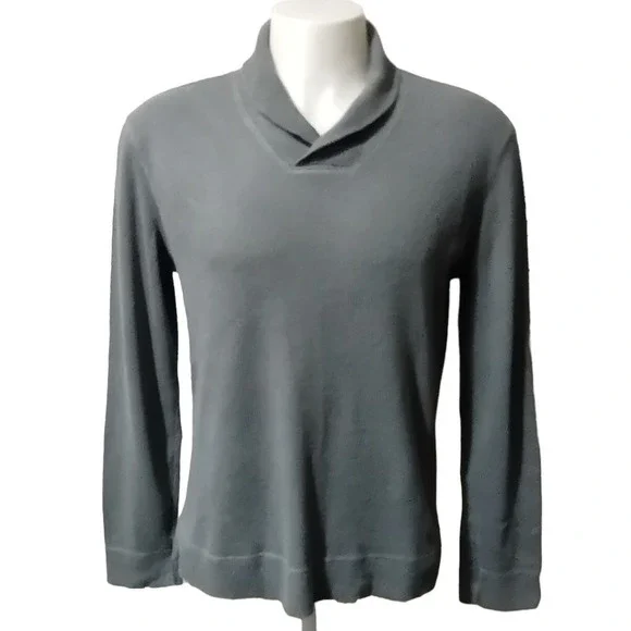 Banana Republic Sweater Men's Size Medium Gray Mock Neck Turn Down Long Sleeve