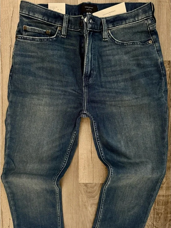 Banana Republic Premium Slim Fit Jeans Mens Size 42 X 34 Travel Blue Stretch NEW