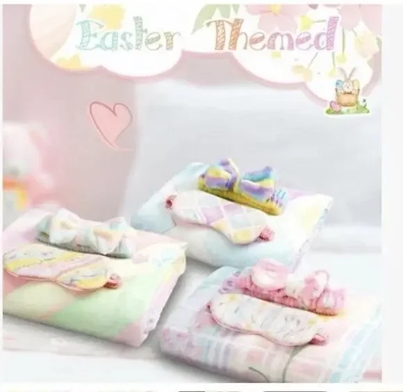 18 Pcs Girls Sleepover Spa Gift Set Eggs Rabbit Throw Blanket Spring Theme NEW
