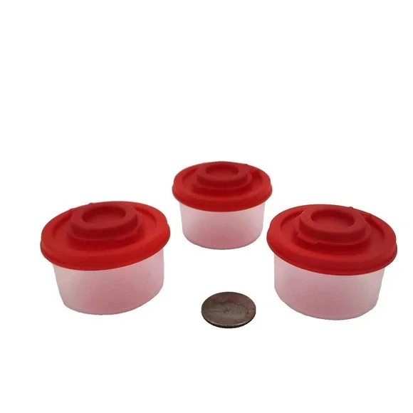 Mini Spice Shakers Set of 3 Small Red Clear Travel‎ Camping NEW