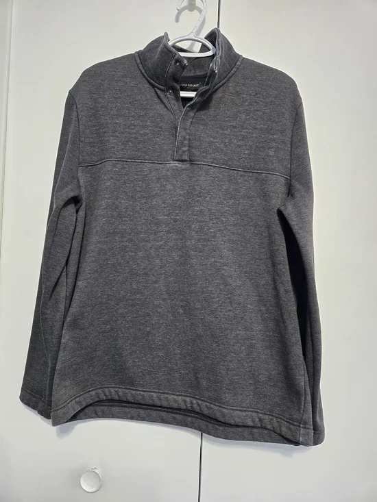 Banana Republic Gray Mock Neck Snap Pullover Sweatshirt Large