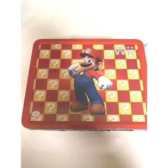 Nintendo Super Mario Wii‎ Metal Tin Lunch Box Red Question Block OS