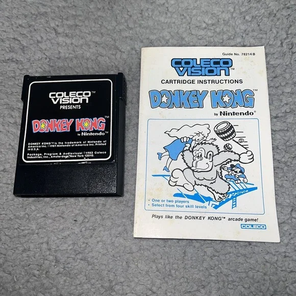 ColecoVision Donkey Kong Video‎ Game Cartridge w/ Manual 1982