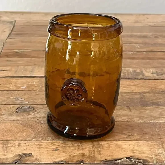 Vintage Art Glass Amber Colored Glass Vase 5.75