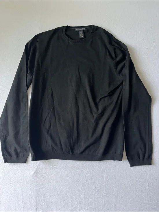 Banana Republic Men's Black Crewneck Stretch Pina Cotton Pullover Sweater