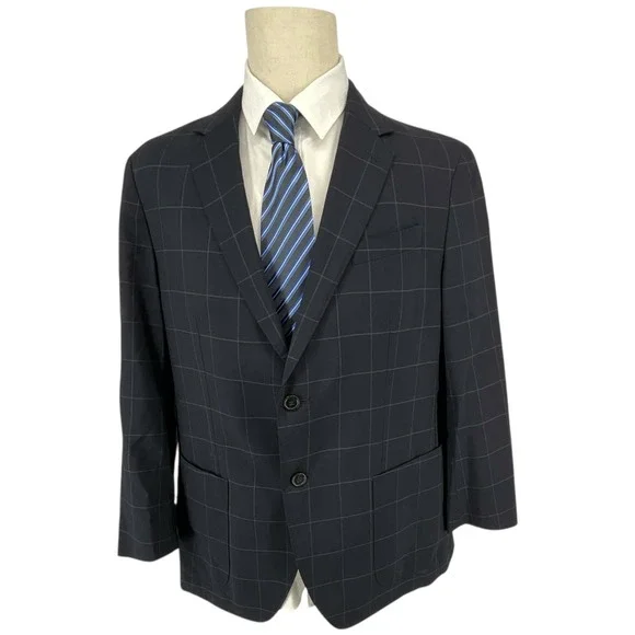 Banana Republic Mens 44R Slim Performance Smart Weight Wool Navy Blazer‎ Jacket