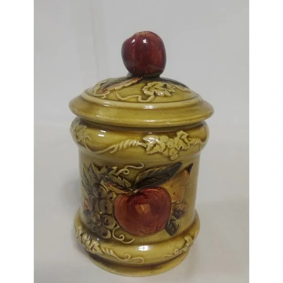 Geo‎ Z Lefton Ceramic Apple Fruit Jar Jelly Jar Vintage Kitchen Decor 4127