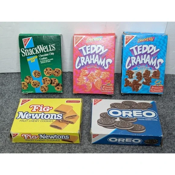 Lot Of 5 Vintage Nabisco Cookie‎ Boxes EMPTY For Play Kitchen OREO TEDDY GRAHAMS