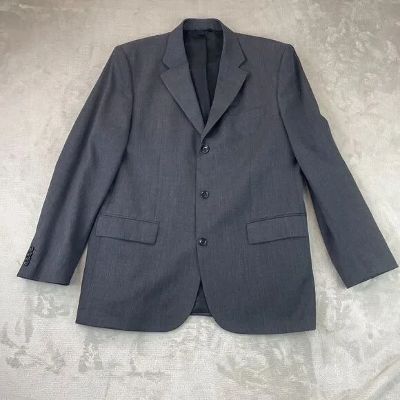 BANANA REPUBLIC Blazer Sport Coat Mens 44R‎ Gray Wool Three Button Jacket Modern
