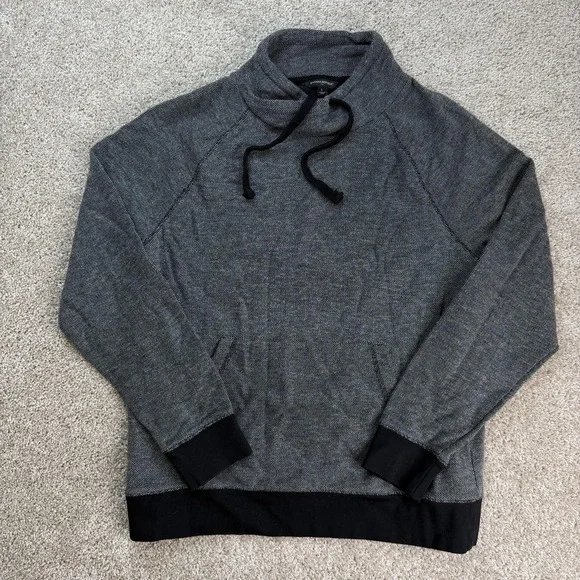 Banana Republic Sweater Mens Large Gray Cotton Polyester Mock Neck Pullover