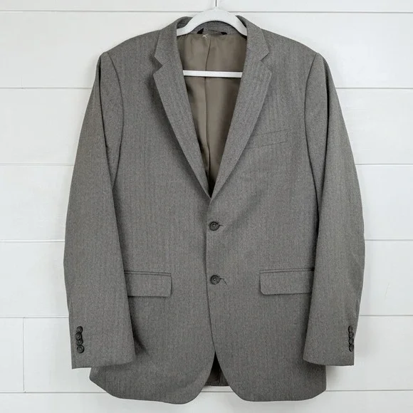 BANANA REPUBLIC TAILORED SLIM‎ FIT HERRINGBONE MUSHROOM BLAZER Men 42R