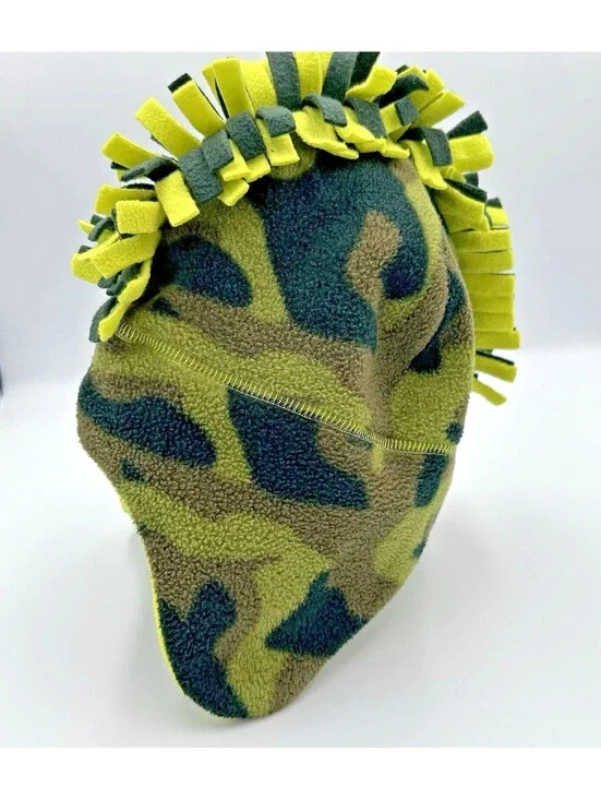 Kids Camo Fleece Mohawk Beanie Hat Ear Flap Boys Small Medium Winter
