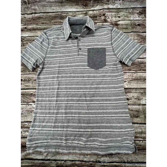 Banana Republic Gray Striped Men's Polo 