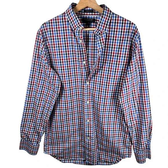 Banana Republic Grant Fit Men Long Sleeve Gingham Button Down‎ Shirt Size M