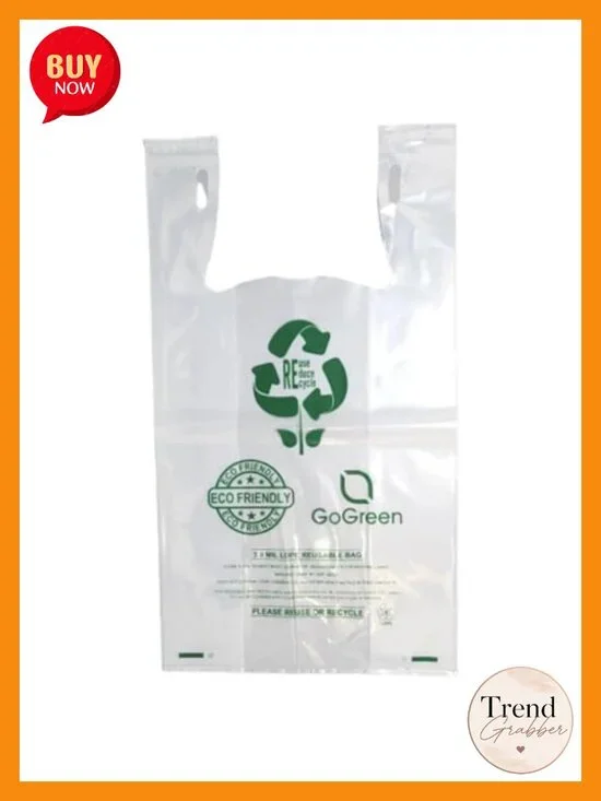 Eco Friendly Thick Reusable T-Shirt Bags - 150 Count - 3.0 Mil - 11.5x6.5x21