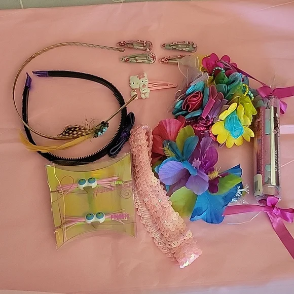 Hair Accessory Flowers  Clips Bands Combs Pink Yellow Blue