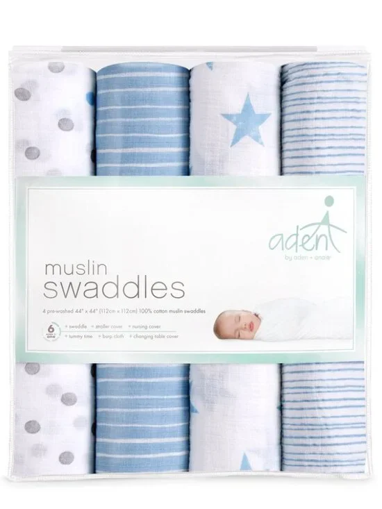aden + anais Essentials Muslin Swaddle Blankets 4 Pack Dapper