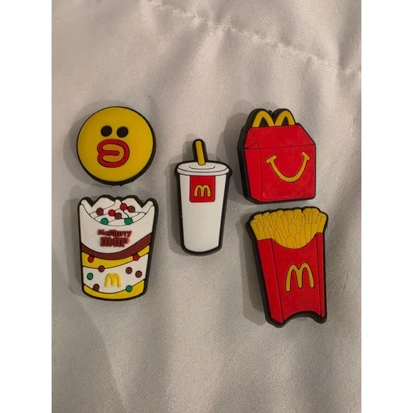 McDonalds Shoe Charms 5pc Set Happy Meal Fries McFlurry Soda PVC Clog Access