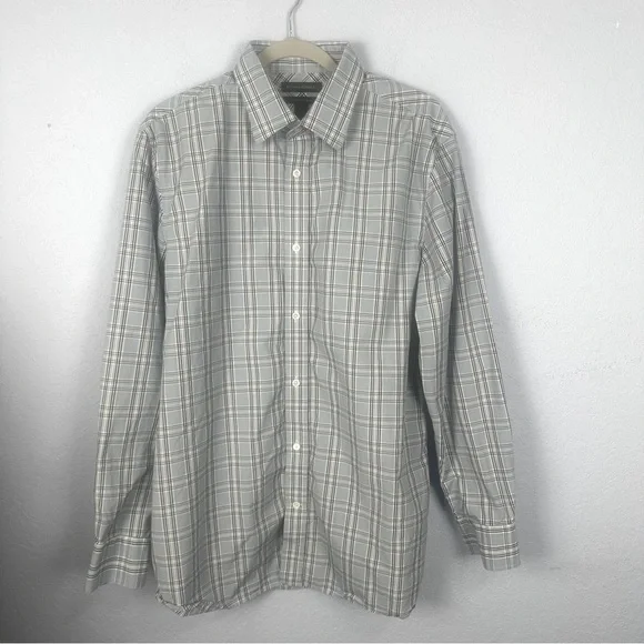 Banana Republic Men’s Large Plaid Slim Fit Tailored Long Sleeve Button Up Shirt