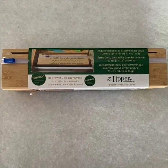 Lipper International Bamboo Single Wrap Dispenser With Cutter #8063 *New*