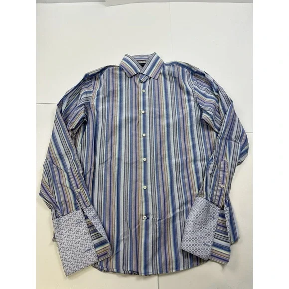 Banana Republic Button Up Mens‎ Medium 15-15.5 Striped French Cuffs