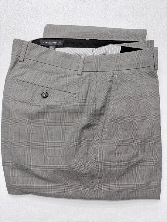 Banana Republic Dress Pants Modern Fit Men’s 34×34 Gray Glen Plaid Cotton