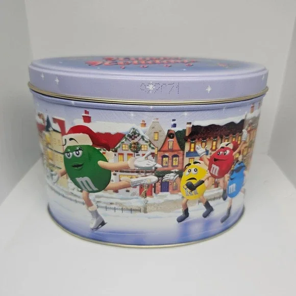 M&Ms Christmas Skating Rink 1999 Limited Edition Tin Canister 