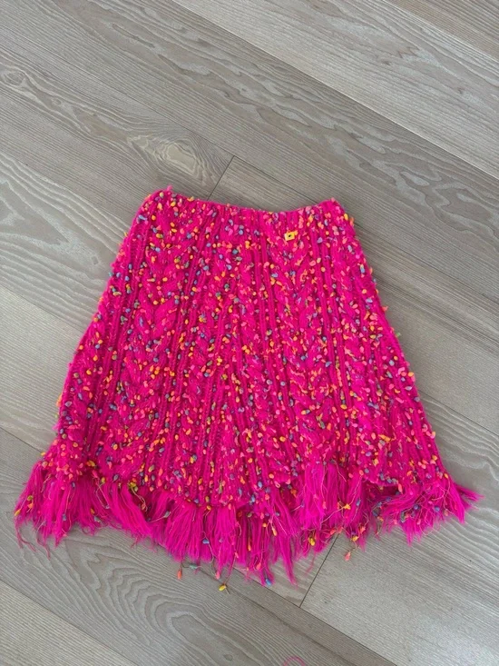 Peace Cake Girls L/XL 12-14 Pink Knit Fringe Shawl