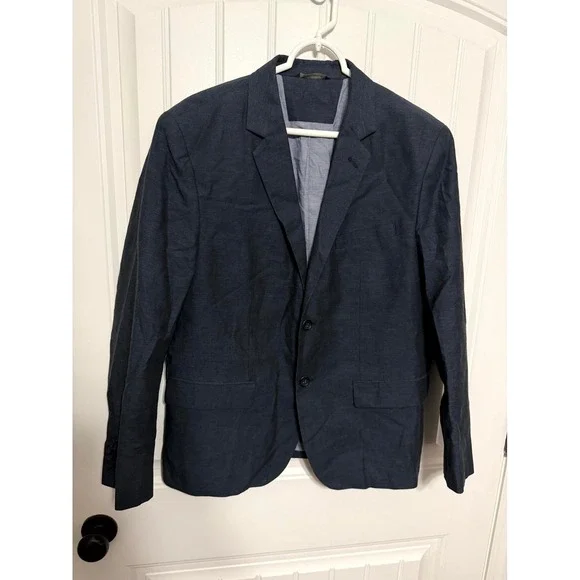 Banana Republic Blazer Mens 42S Navy Blue Linen Cotton Tailored Fit Sport Coat