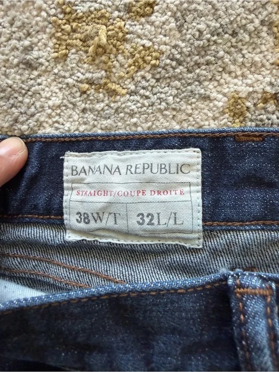 Banana Republic Dark Blue Straight Jeans with Brown Stitching