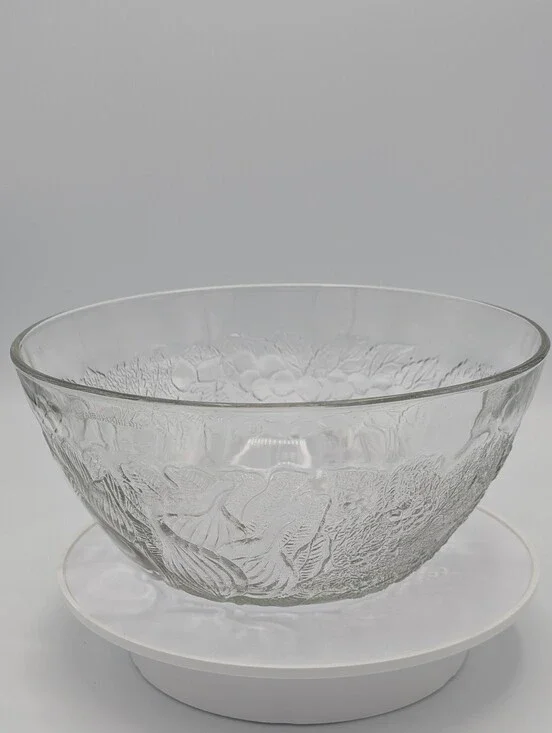 Clear Embossed Glass Serving Bowl
