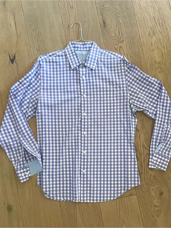 Banana Republic Lavender and White Gingham Dress Shirt