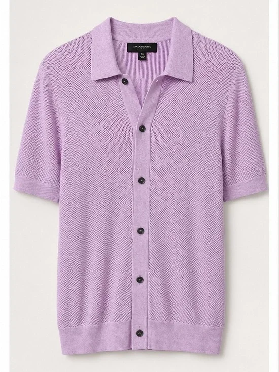 Banana Republic Lavender Knit Button-Down Polo