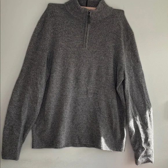 Banana Republic Men's Charcoal Zip-Up Sweater extra fine merino wool size L