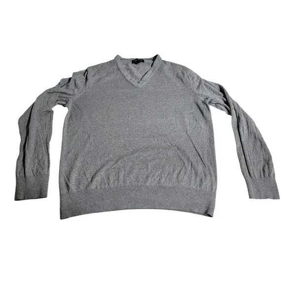 Banana Republic Mens Grey Silk Cotton Cashmere V-Neck Luxury Blend Sweater Large