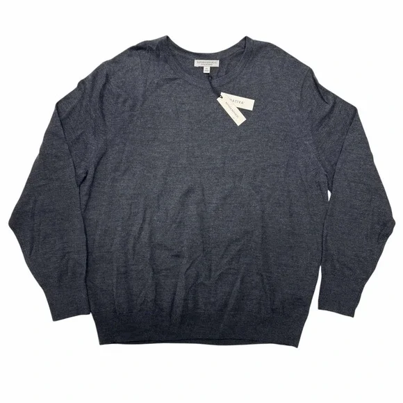 Banana Republic Extra Fine Merino Wool Crew Neck Sweater Charcoal Gray XL NWT