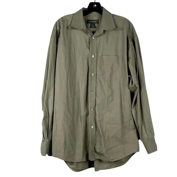 Banana Republic Long Sleeve 100% Cotton Green Button Down Dress Shirt Large