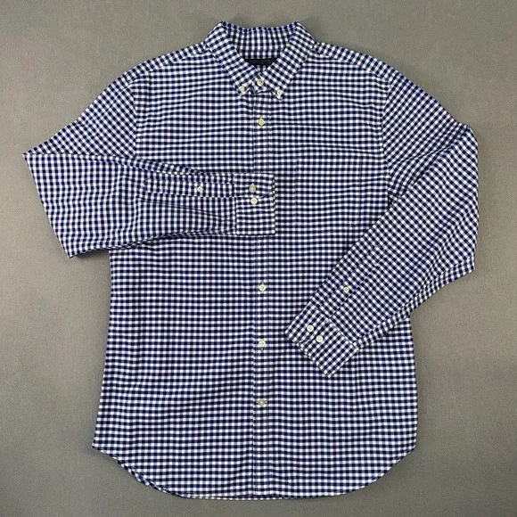 Men's Banana Republic Grant Fit Long Sleeve Button Up Shirt Blue/White Size L