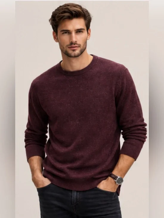 Banana Republic XL Soft Cotton Crewneck Sweater Burgundy Minimal Quiet Luxury