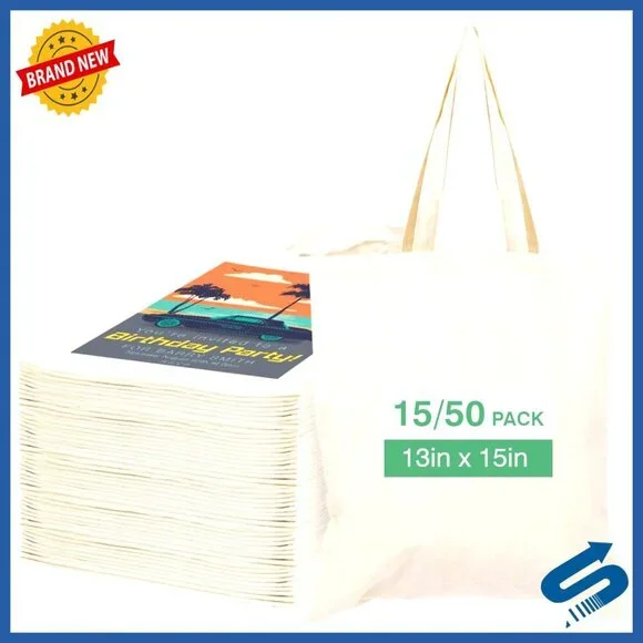 Canvas Tote Bag Eco-Friendly Machine Washable Grocery Shopping DIY Projects