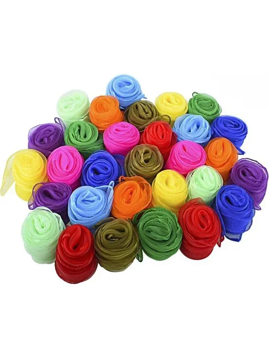 30 Pcs Colorful Sensory Juggling Scarves for Kids - 24x24 Inch Dance Props