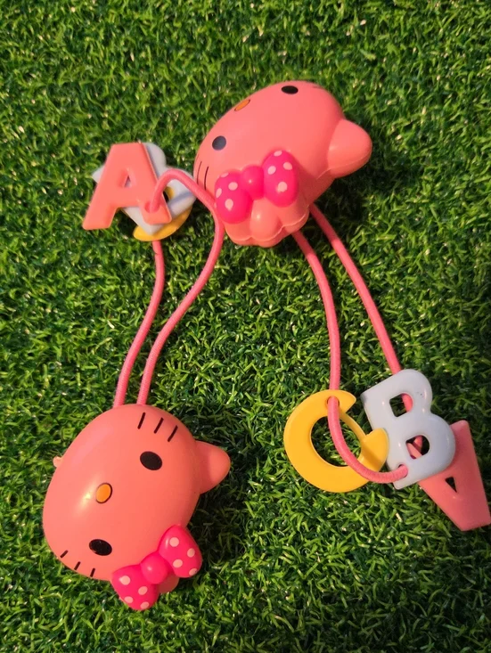 ❤️Pink Kids Toy Hair Clips with Alphabet Charms - Pink
