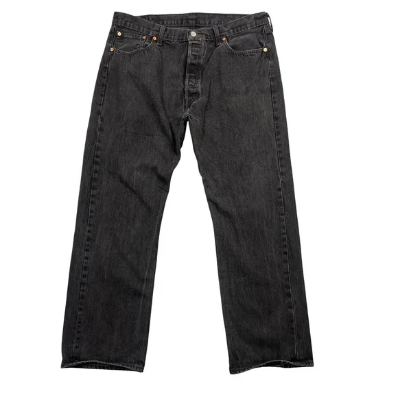 Levi's Mens 40x32 Black 501 Original Fit Straight Leg Button Fly Denim Jeans