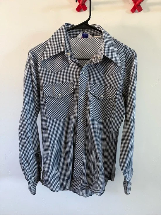 Vintage Levi's Black and White Gingham Button-Down Shirt