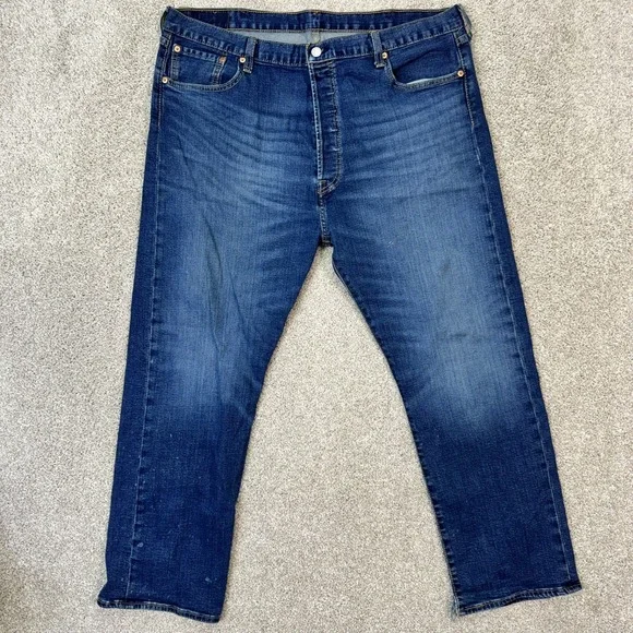 Levis 501 Original Jeans Mens 42x30 Blue Medium Wash Straight Leg Button Fly