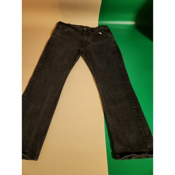 Levi's 514 Straight Fit Jeans Mens 36x29 Black Washed Denim Stretch Pants