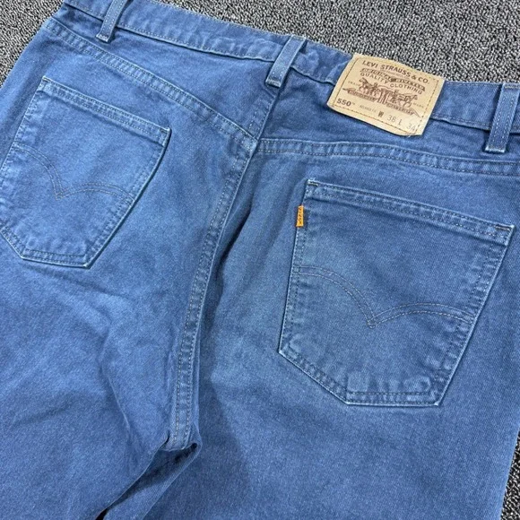 Vintage Levi's 550 Relaxed Fit Orange Tab Jeans Mens 38x34 Indigo Denim Straight