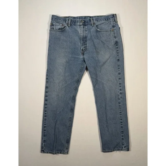 Levi's 505 Regular Fit Jeans Men's 38x29 Light Wash Blue Denim Straight Leg
